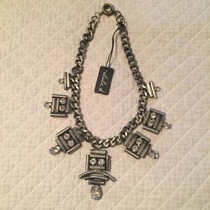 NWT silver-tone/clear stone necklace